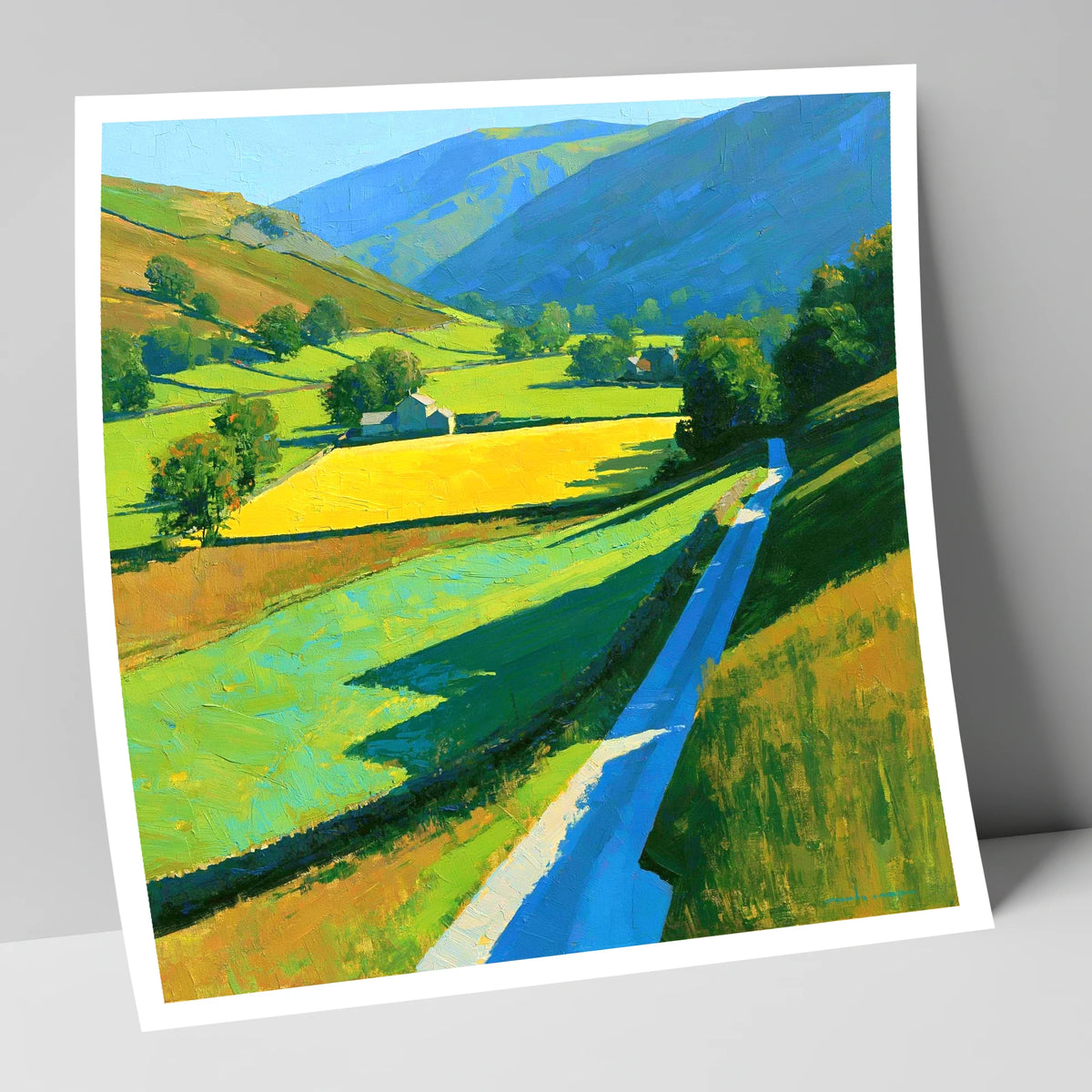 Vibrant Valley Below Blue Fells lake district valley art print