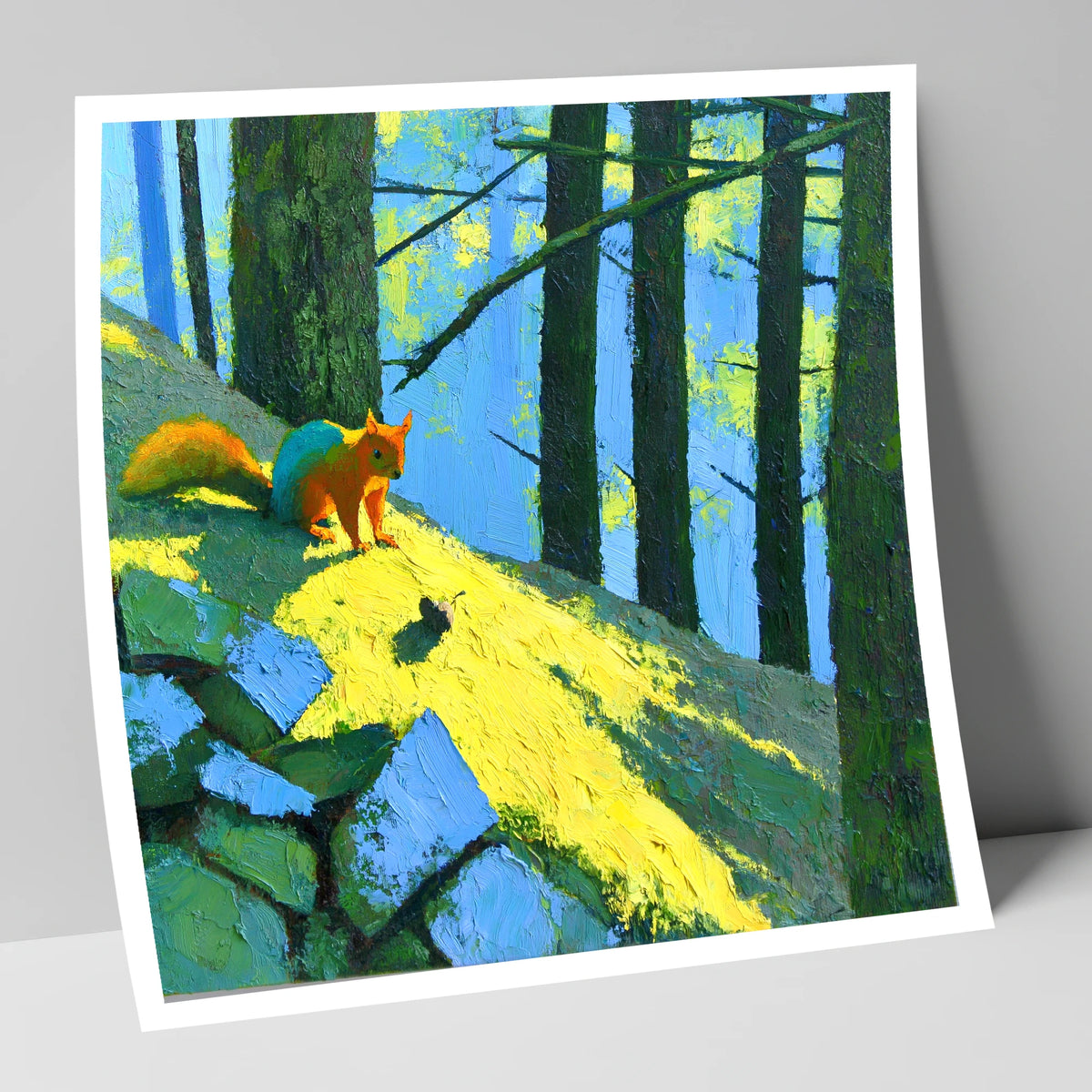 Red Squirrel in Sunlit Woodland lake district wildlife art print