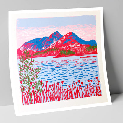 Vibrant Catbells Across The Water lake district fell art print