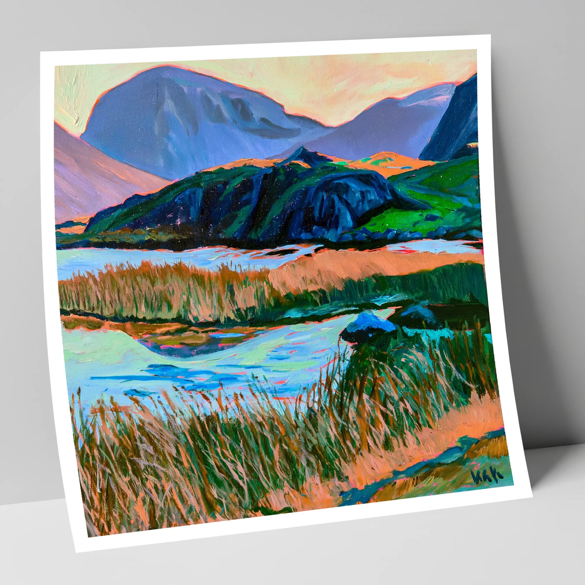 Vivid Tarn Beneath Haystacks lake district fell art print