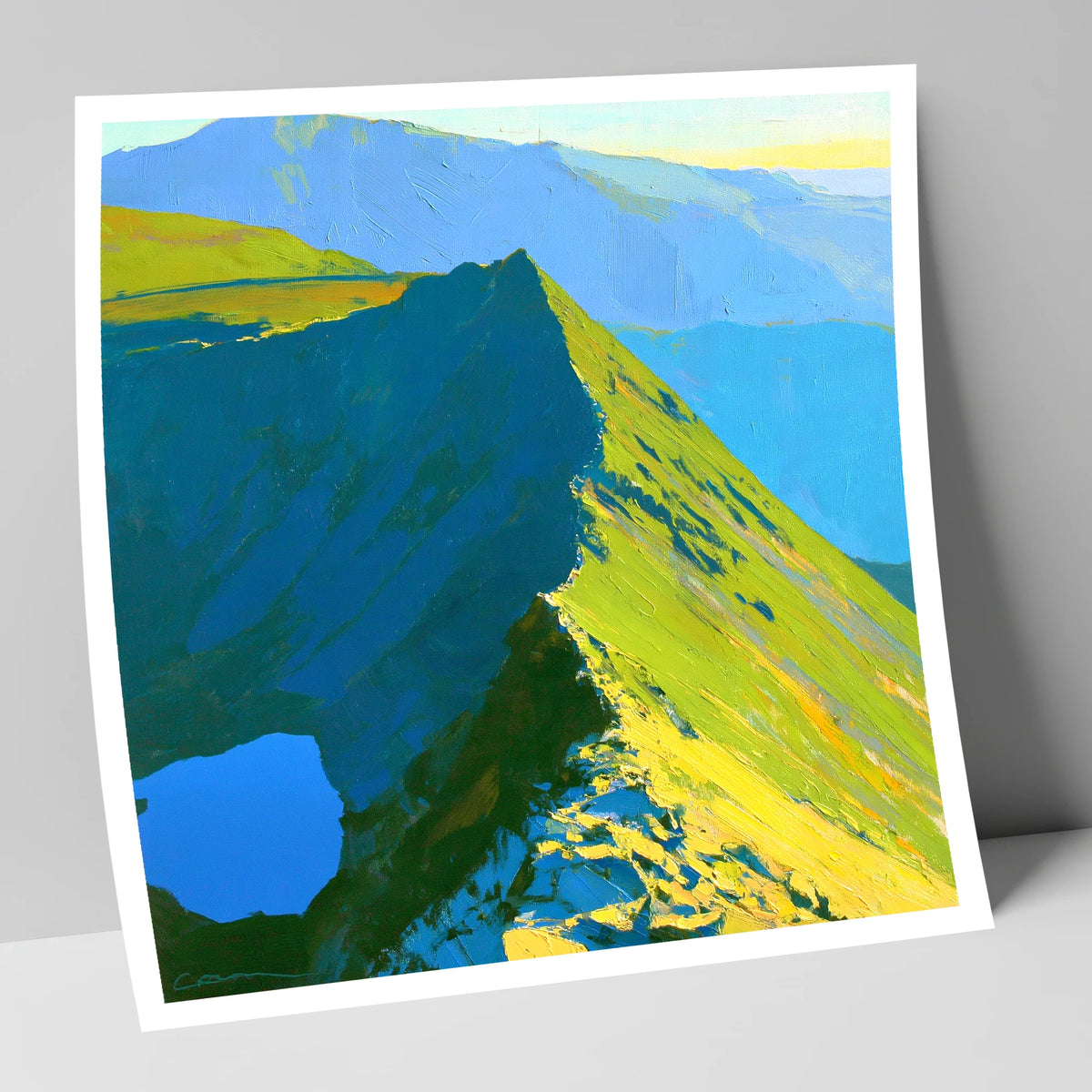 Dramatic Sunlight on Striding Edge lake district walking art print