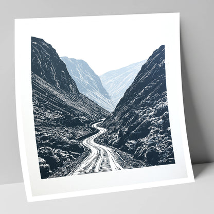 Honister Pass in Bold Navy lake district valley art print