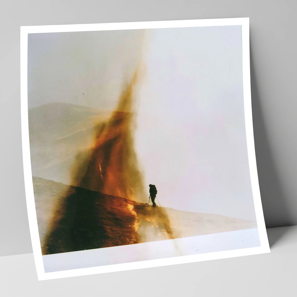 Fell-walker Silhouette in Amber Mist lake district walking art print