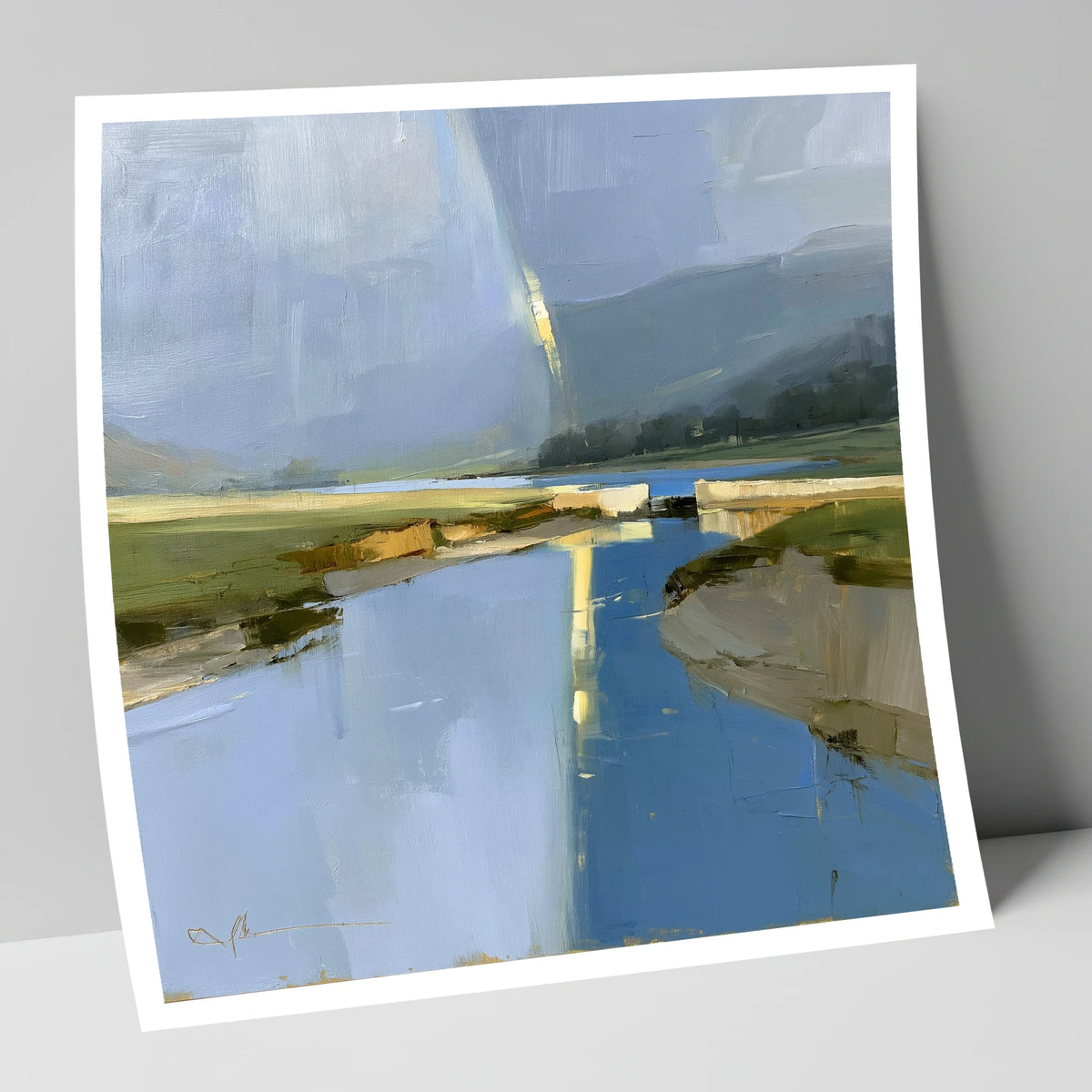 Golden Rainbow Over the River lake district sky art print