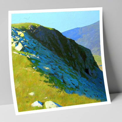 Sunlit Slopes on Rossett Pike lake district fell art print