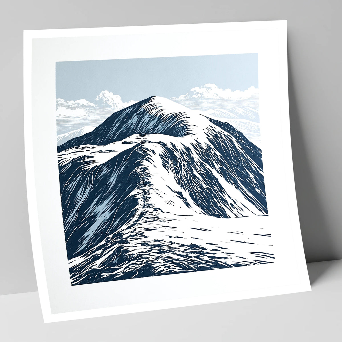 Graphic Snow on Helvellyn Ridge lake district fell art print