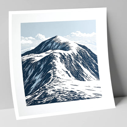 Graphic Snow on Helvellyn Ridge lake district fell art print