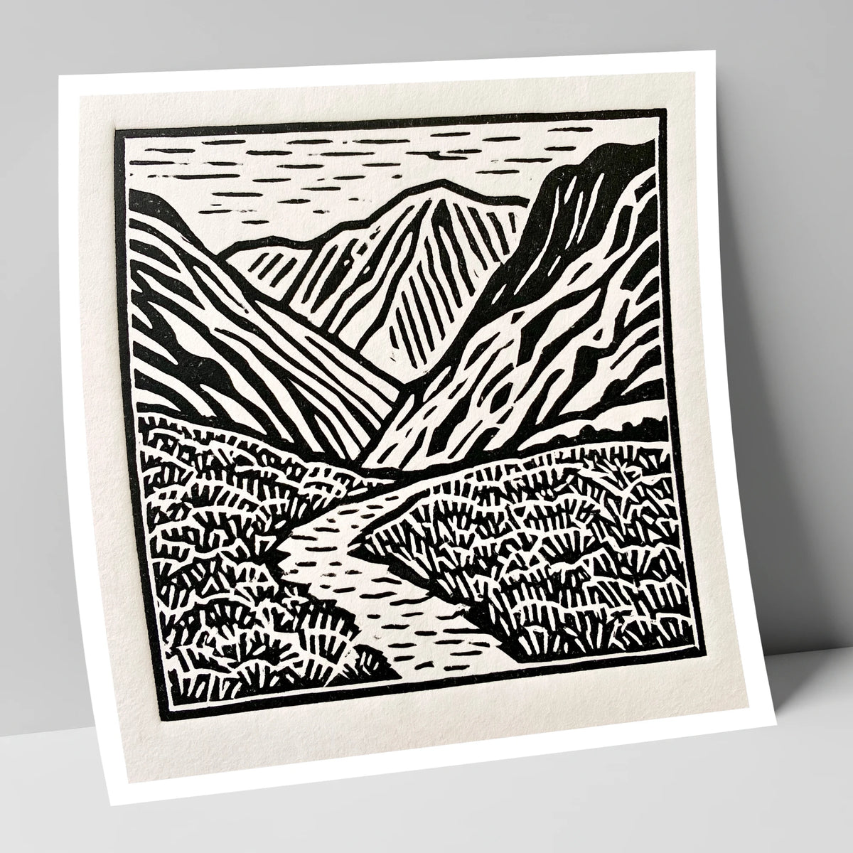 Monochrome Borrowdale Valley Fells lake district valley art print