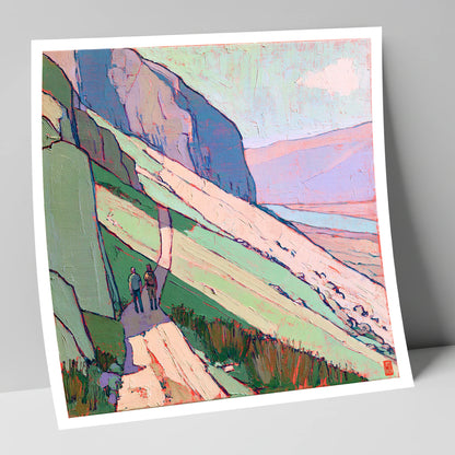 Textured Mountain Path With Walkers lake district walking art print