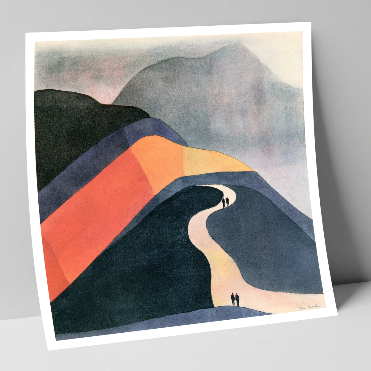 Bold Fell Path With Walkers lake district walking art print