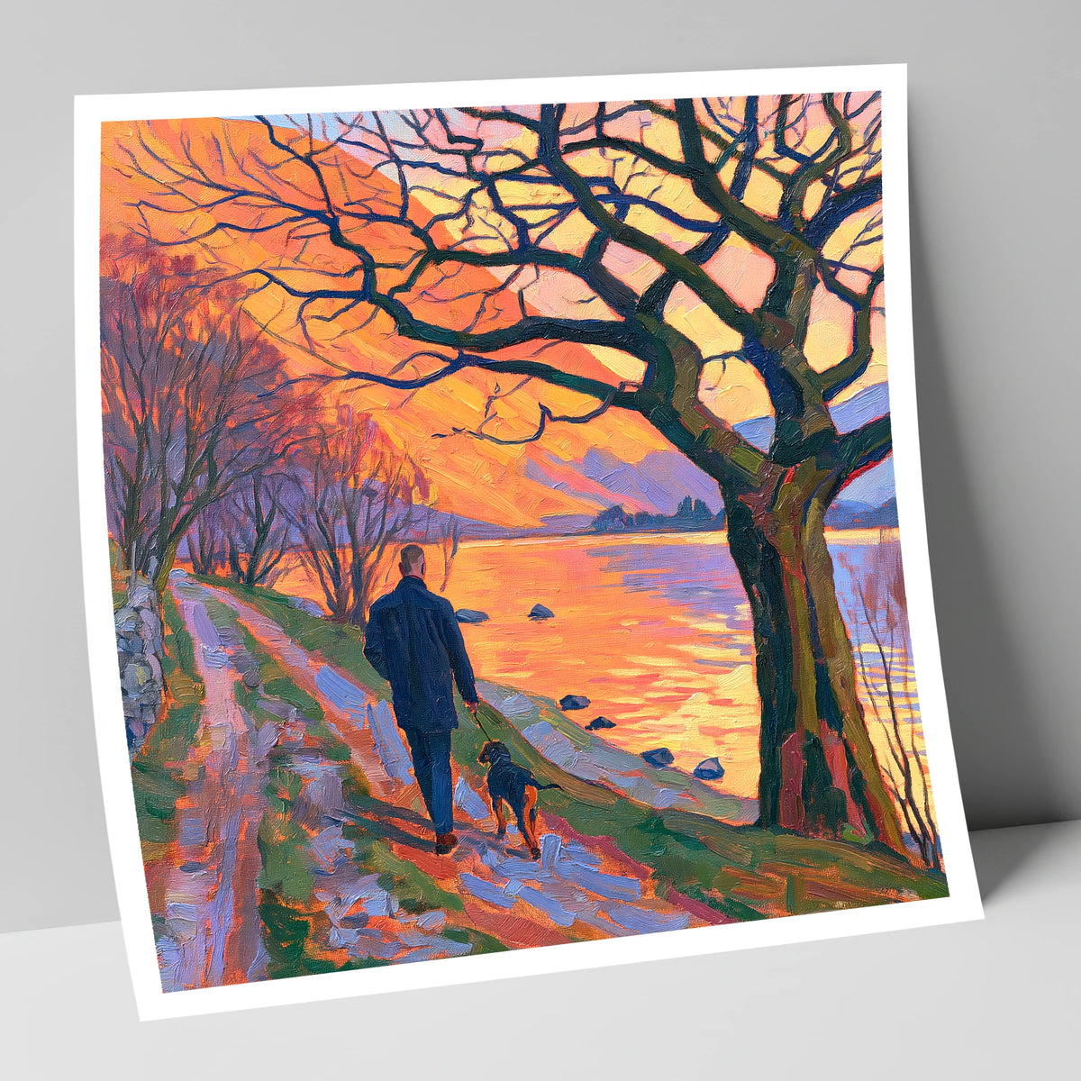 Vibrant Glenridding Sunset Dog Walk gifts for dog walkers art print