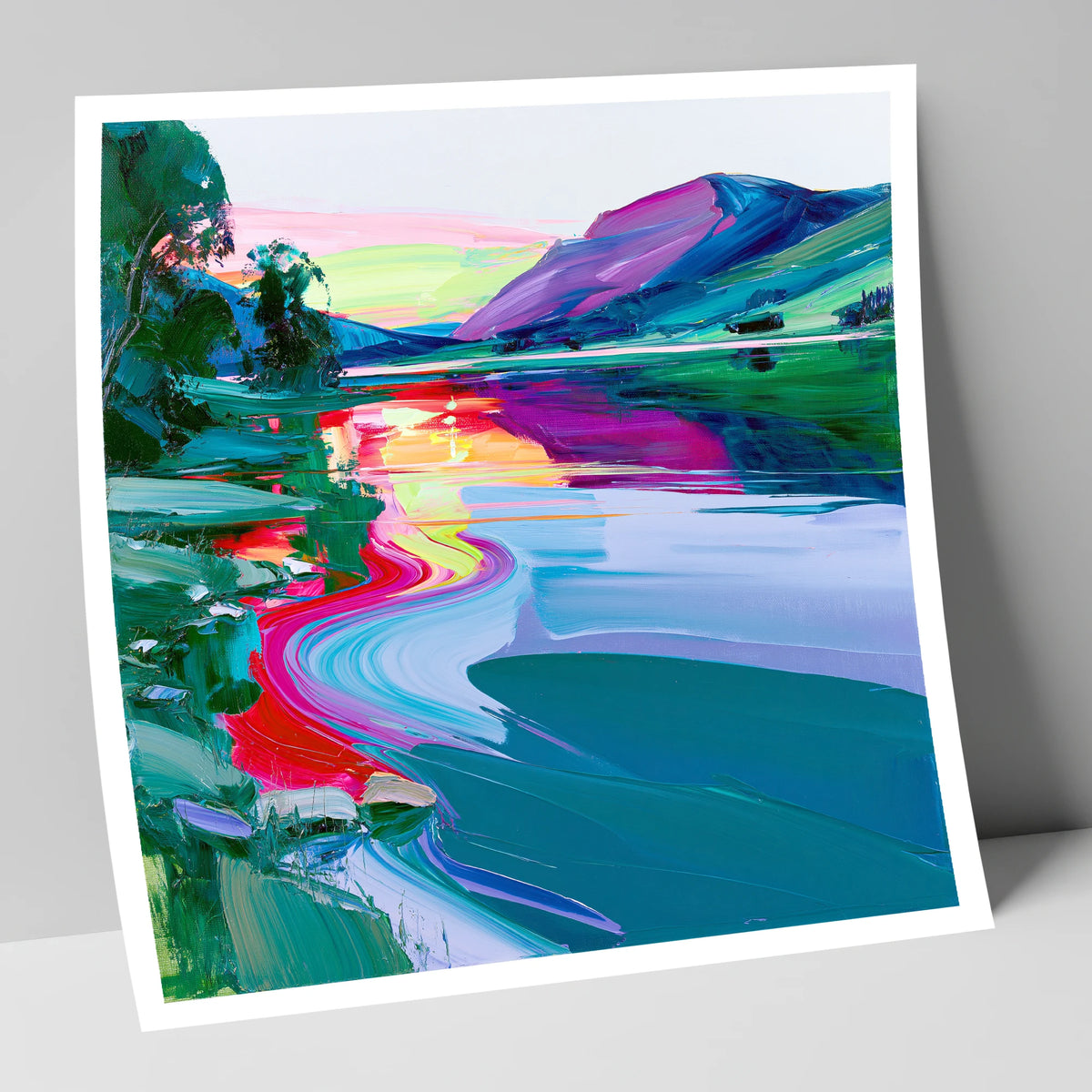 Vivid Mountain Lake Sunset lake district lake art print