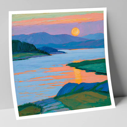 Vibrant Sunset Over The Lake lake district lake art print