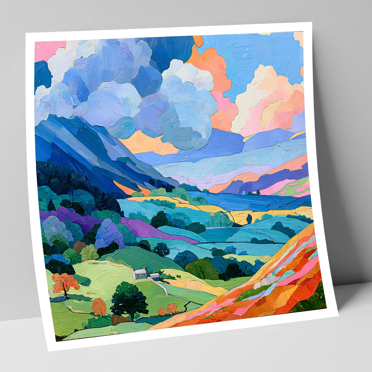 Colourful Fells Under Billowing Clouds lake district fell art print