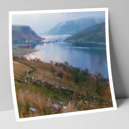 Pooley Bridge Twilight Over Ullswater lake district village art print