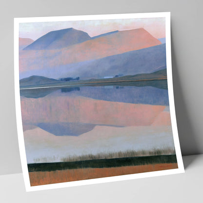 Pastel Fells and Lake Reflection lake district lake art print