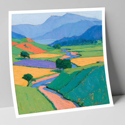 Vibrant Valley in Morning Mist lake district sky art print