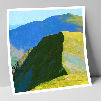 Sunlit Ridge on White Side lake district fell art print