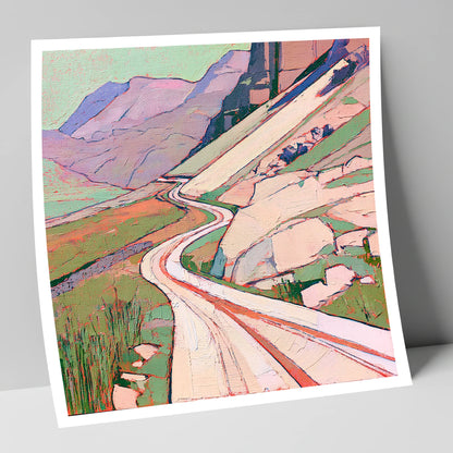 Vibrant Winding Mountain Pass lake district valley art print