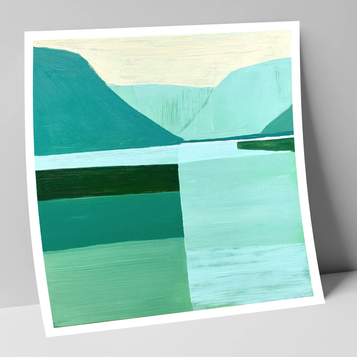 Modern Teal Wastwater Landscape lake district walking art print