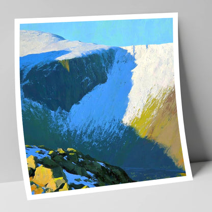 Sunlit Snow on Lingmell Crags lake district fell art print