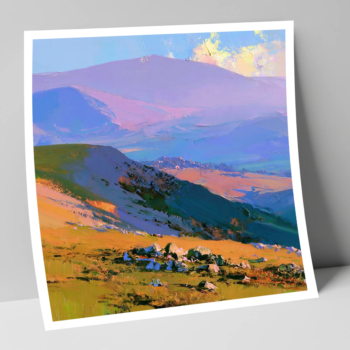 Sunlit Summit and Purple Fells lake district fell art print