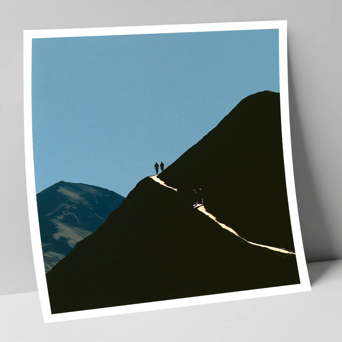 Walkers on a Sunlit Mountain Path lake district walking art print
