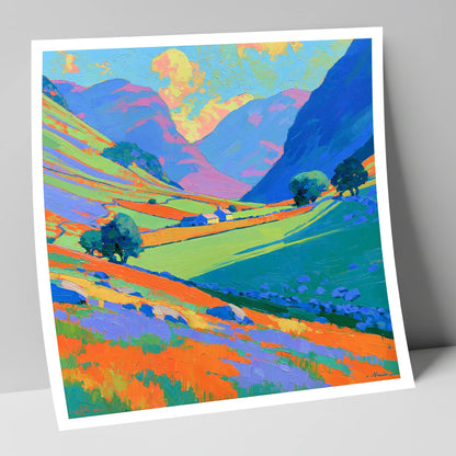 Valley Farm Beneath Bright Fells lake district valley art print