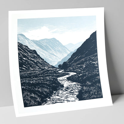 Kirkstone Pass in Deep Navy lake district valley art print