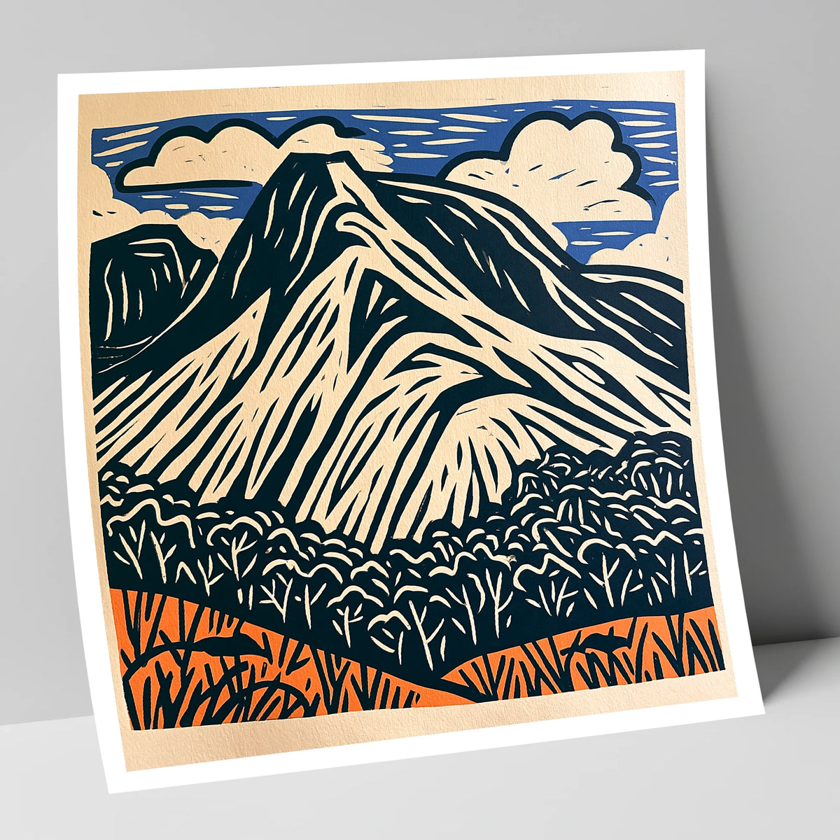 Bowfell Peak in Deep Navy lake district fell art print