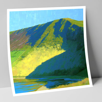 Sunlit Slopes of Lonscale Fell lake district fell art print