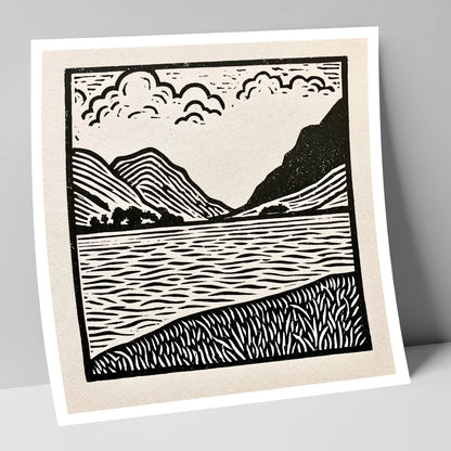 Ullswater in Monochrome lake district lake art print