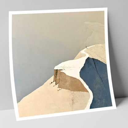 Lone Walker on a Snowy Summit Ridge lake district fell art print