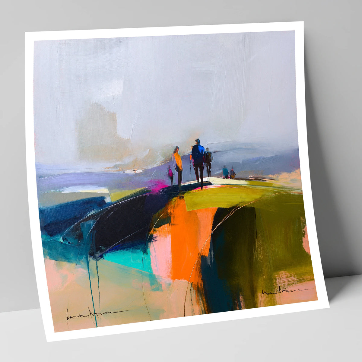 Abstract Fell Top Walkers lake district fell art print
