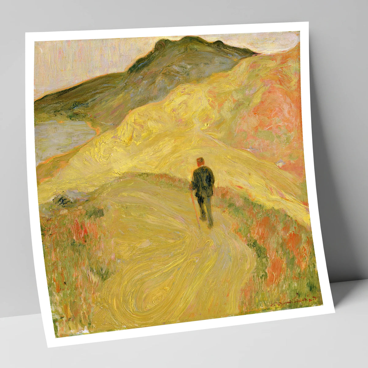 Lone Hiker on Golden Fells lake district walking art print