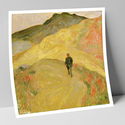 Lone Hiker on Golden Fells lake district walking art print