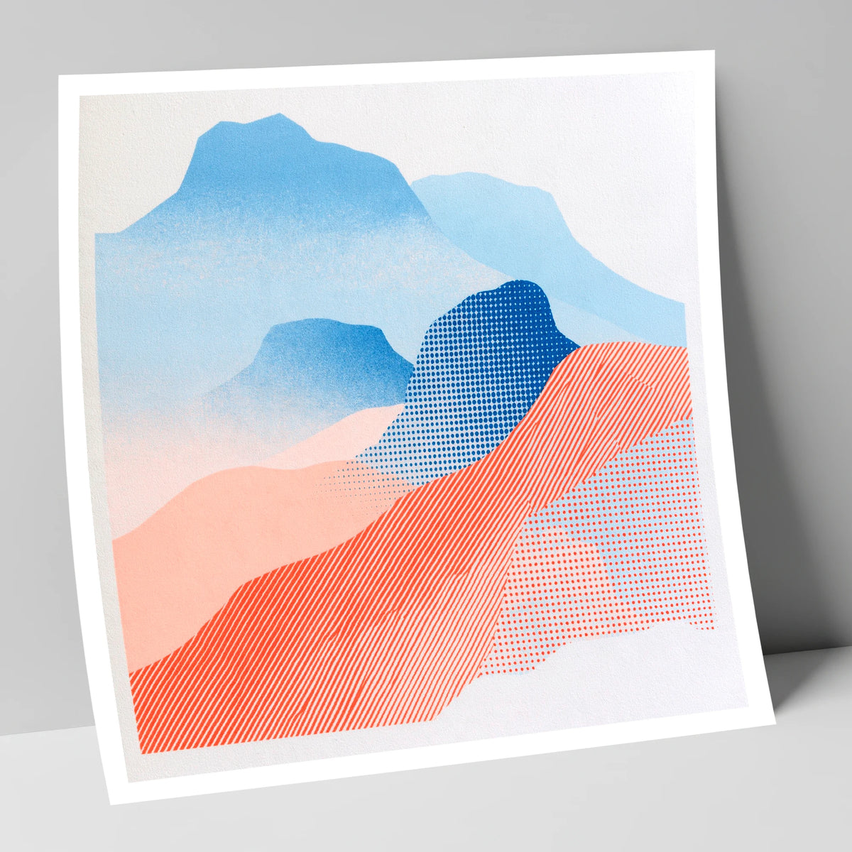 Coral and Blue Langdale Pikes lake district fell art print