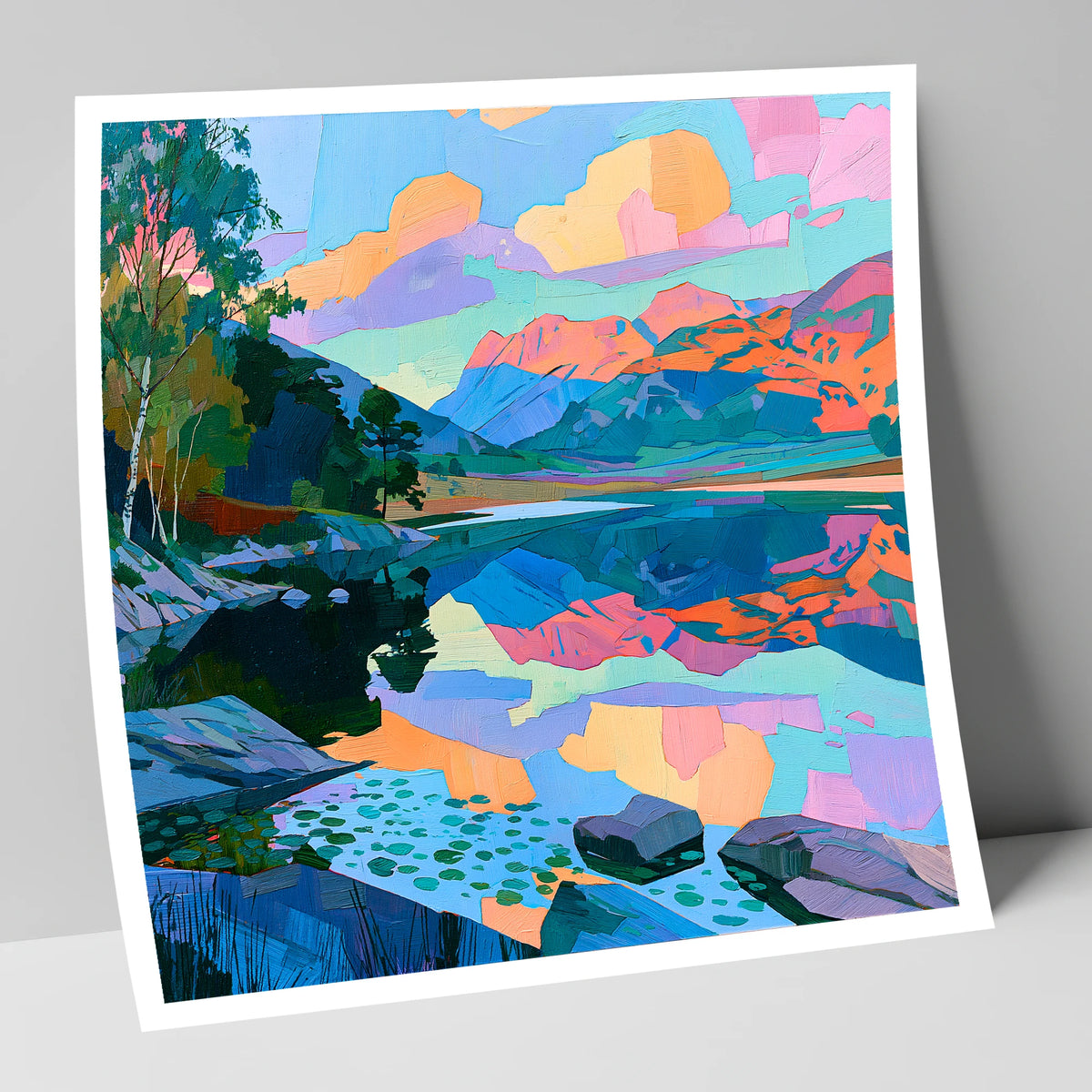 Pastel Dawn Over Still Lake lake district lake art print