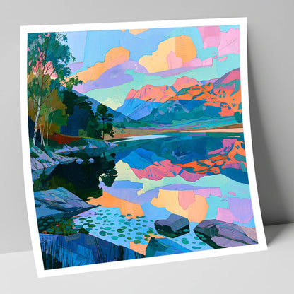 Pastel Dawn Over Still Lake lake district lake art print
