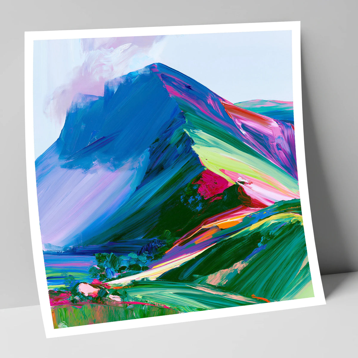 Vibrant Blue Mountain Ridge lake district fell art print