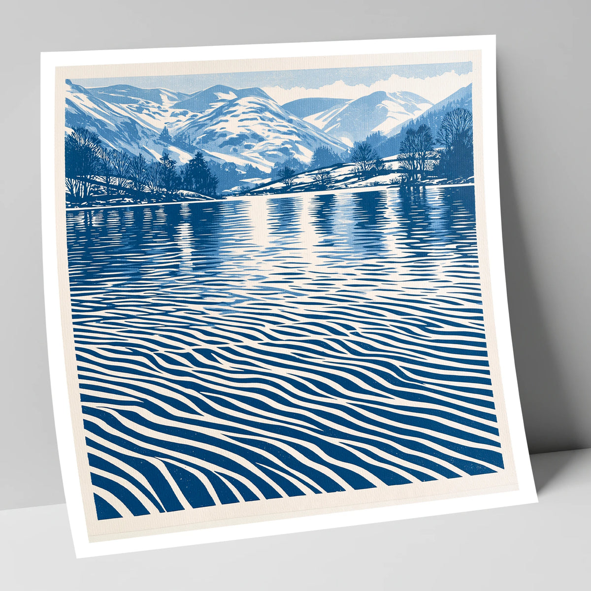 Rhythmic Blue Lake Reflections lake district lake art print