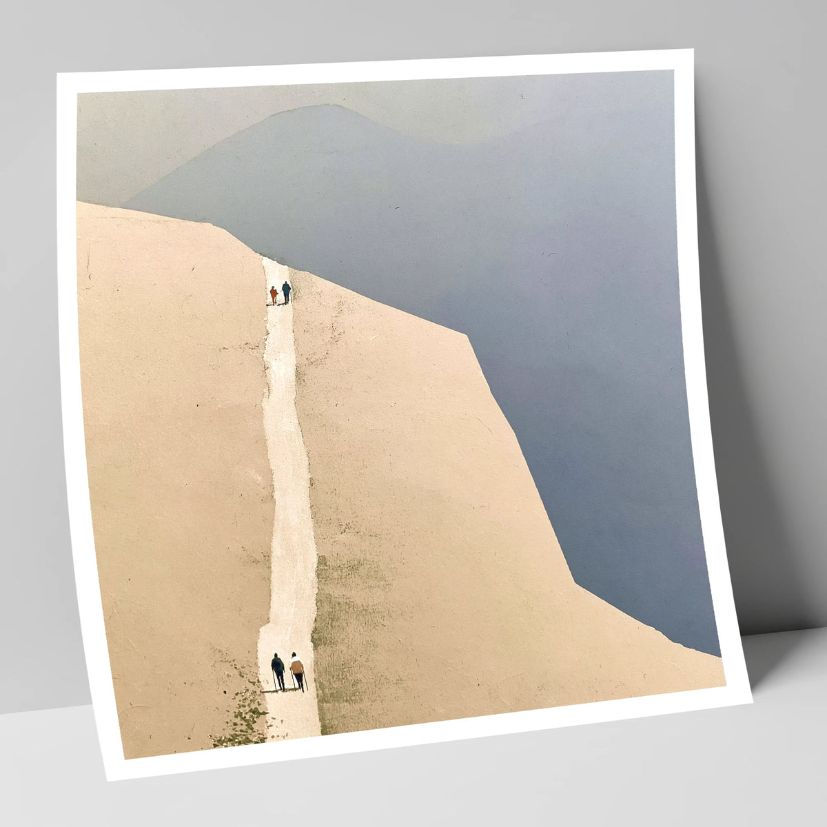 Fell Walkers on the Ochre Ridge lake district walking art print