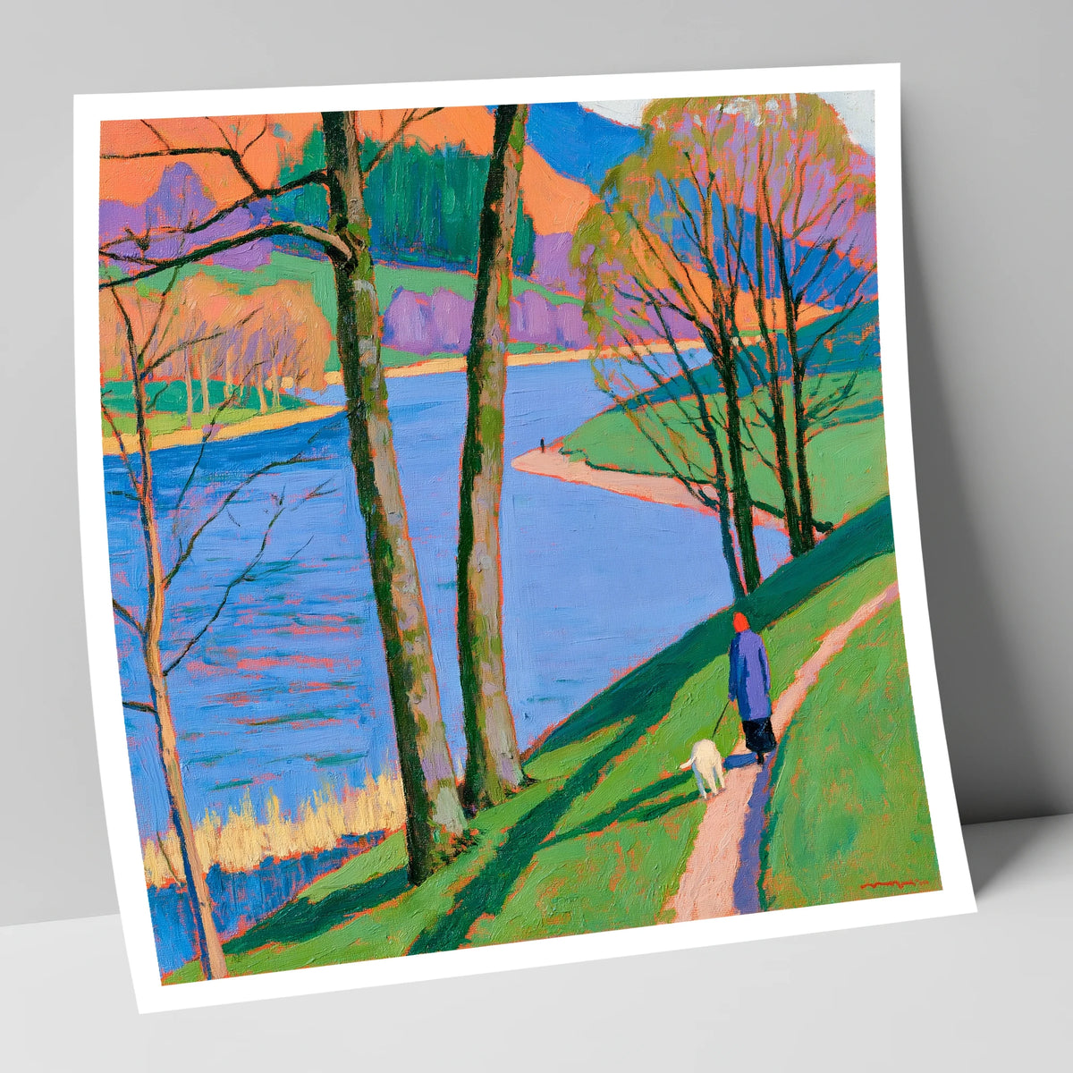 Vivid Lakeside Walk at Grasmere gifts for dog walkers art print