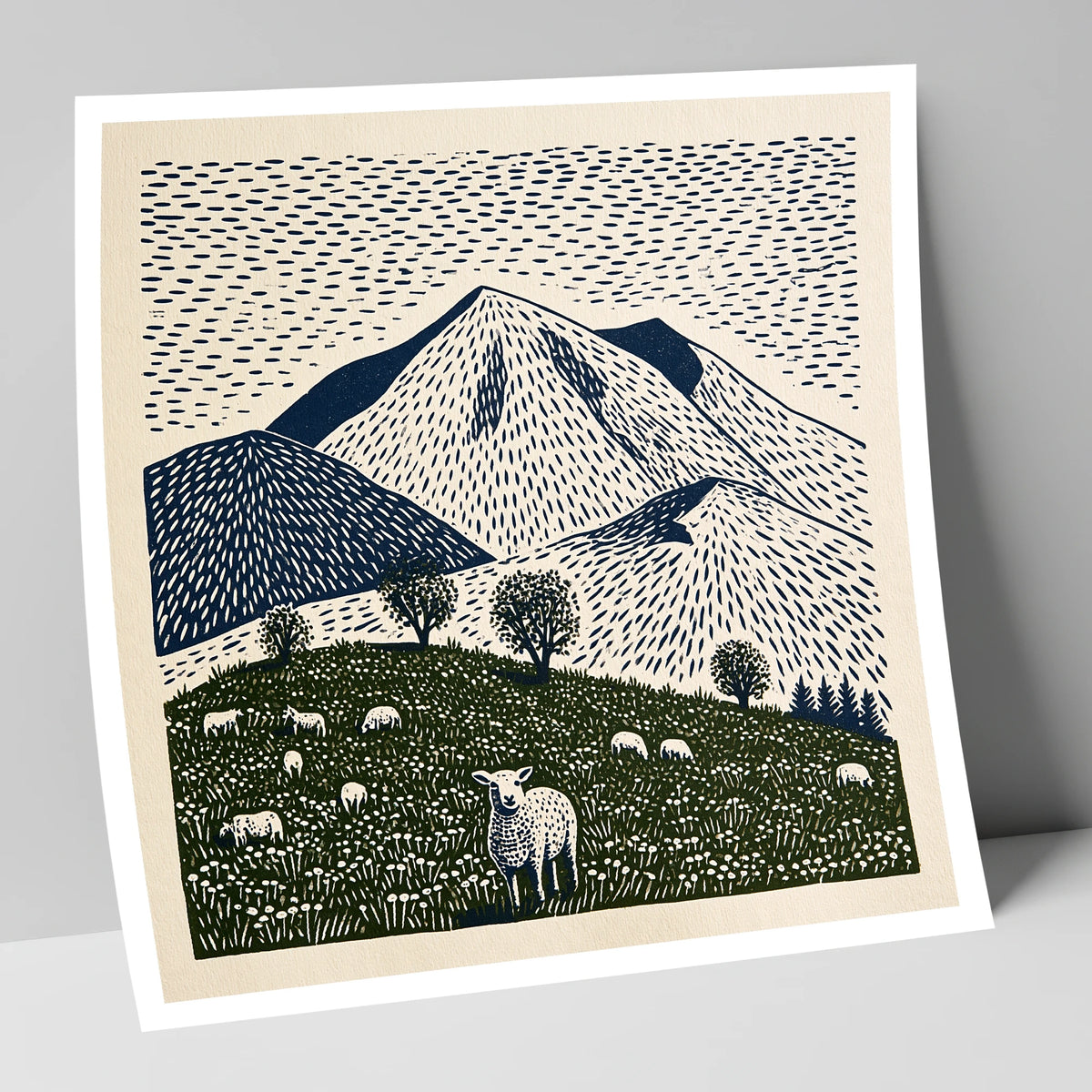 Skiddaw with Grazing Flock lake district fell art print