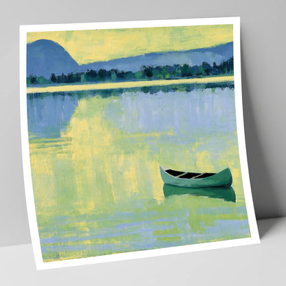 Windermere Canoe in Yellow Light lake district lake art print