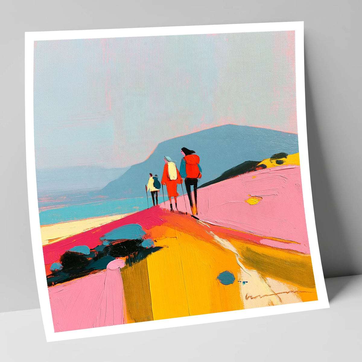 Bright Fell Ridge Walkers lake district fell art print