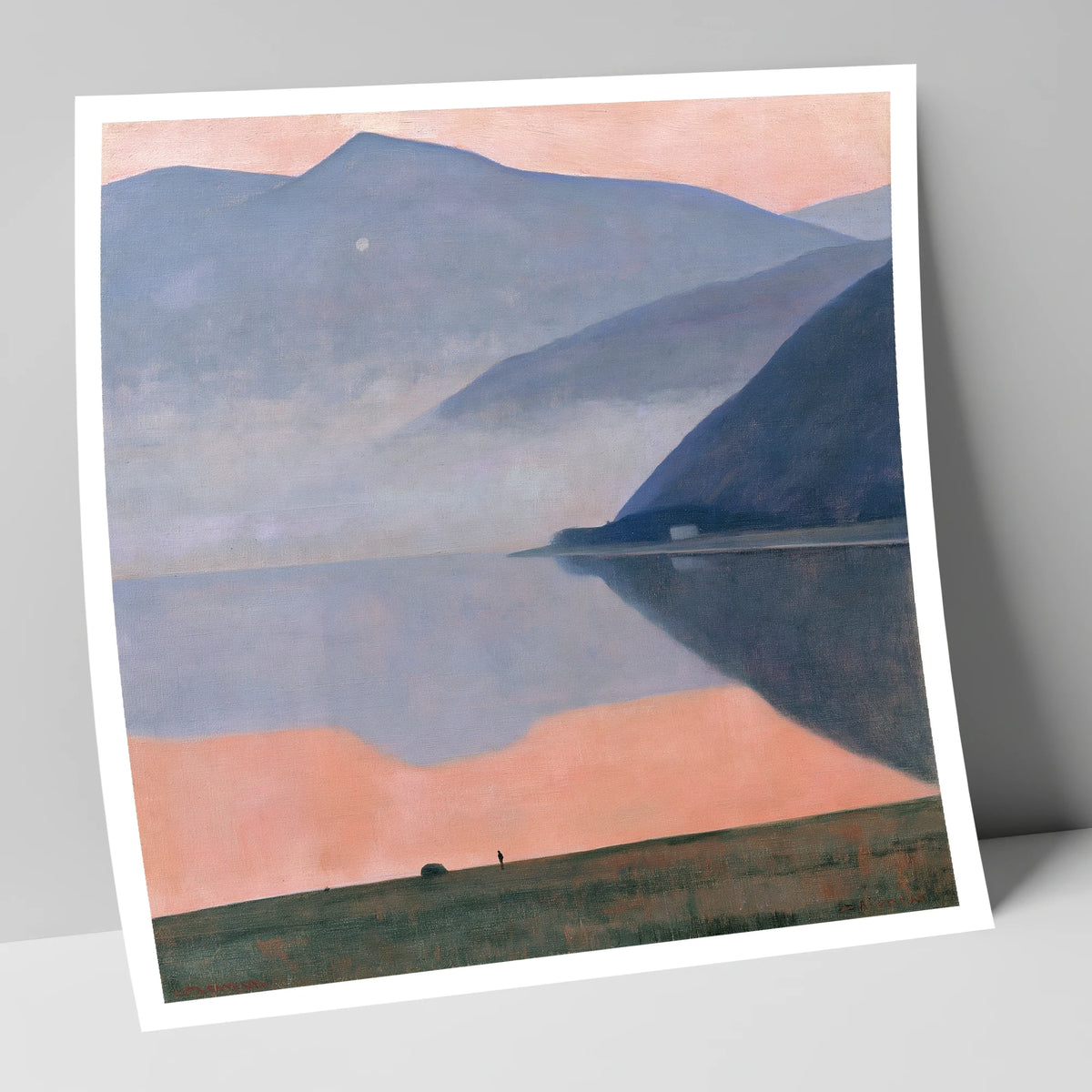 Pink Dusk Over Still Lake lake district lake art print