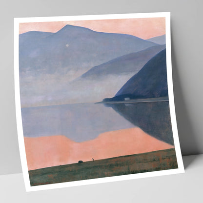 Pink Dusk Over Still Lake lake district lake art print