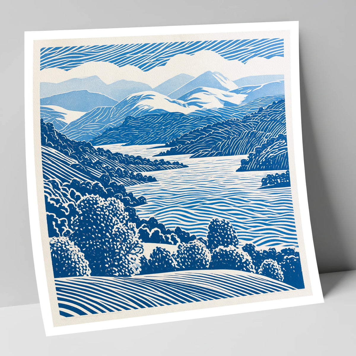 Coniston Water in Cobalt Blue lake district lake art print
