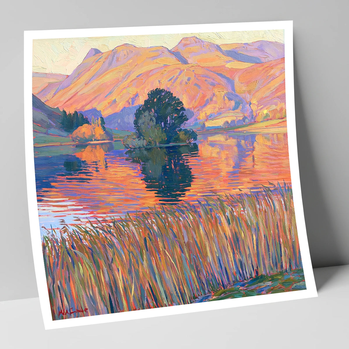 Vibrant Grasmere Island and Fells grasmere wall art art print